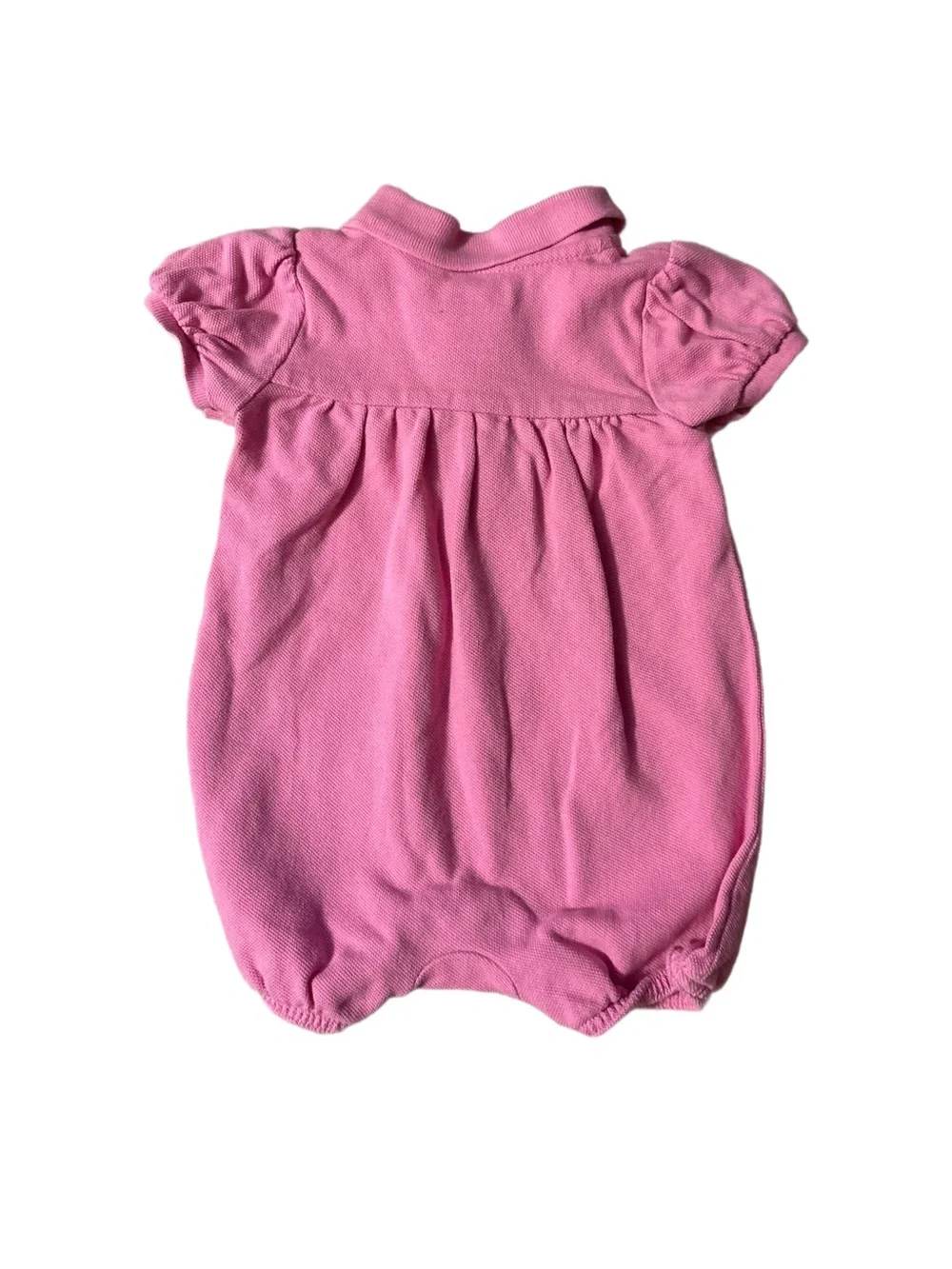 Ralph Lauren Outfit Pink One piece Green Pony Logo Romper 2 Button 6 Months